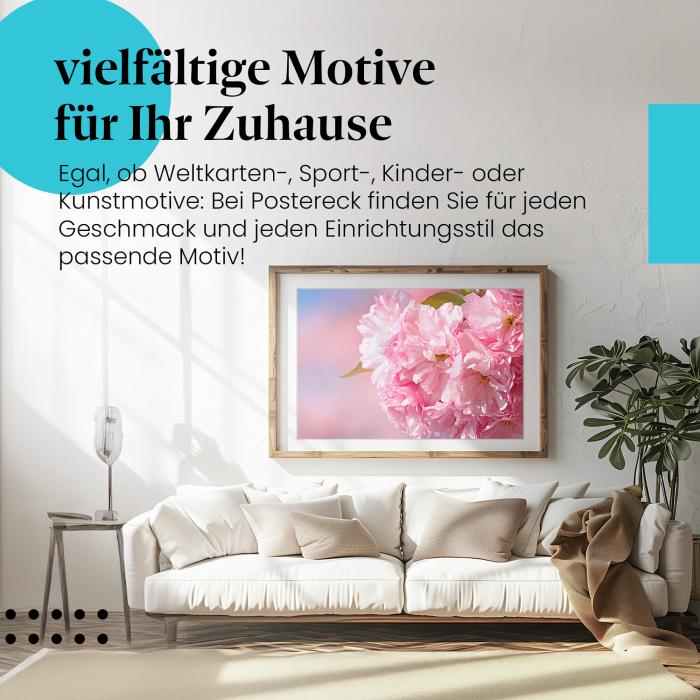 Stylisches Leinwandbild: Zarte Kirschblüten in voller Pracht.